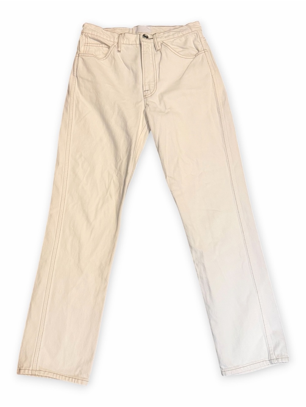 FRAME Le Italien Straight Jeans Blanc White Rigid Cotton Made in Italy